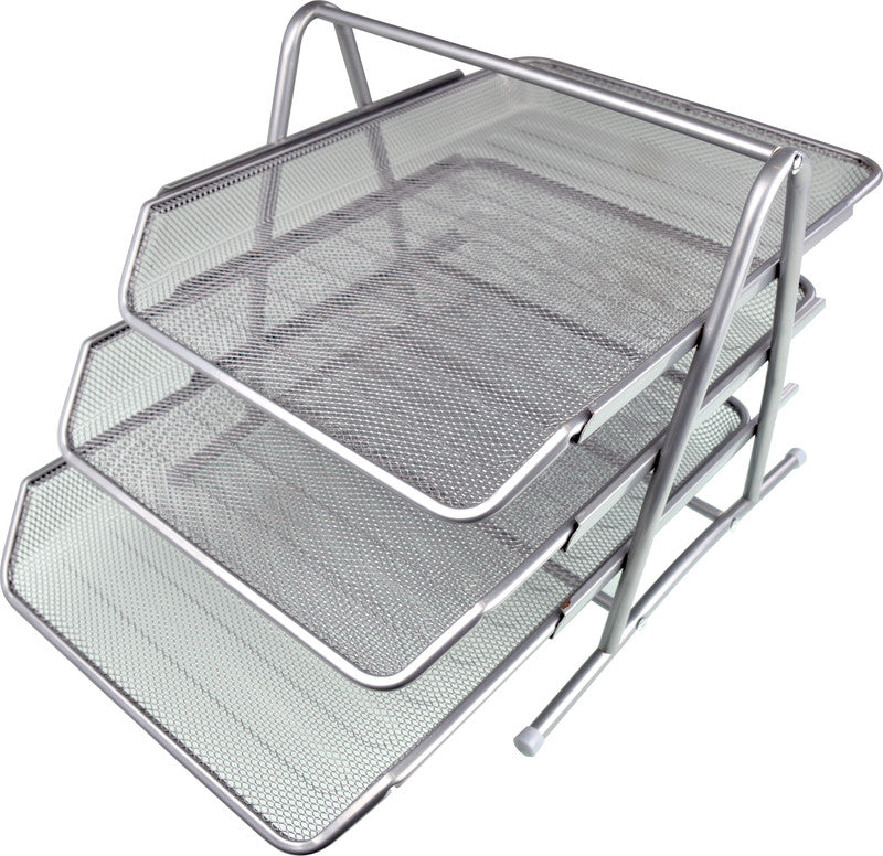 Helit Briefkorb – Metall, für A4, C4, 3 Fächer, glänzend, silber, B 295 × H 270 × T 350 mm