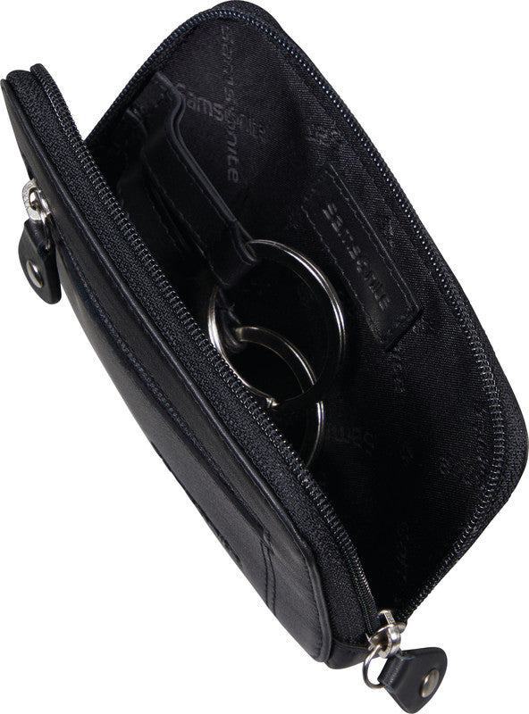 Samsonite ATTACK 2 SLG Schlüsselanhänger – schwarz, Leder, B 116 × H 70 × T 15 mm, Reissverschluss