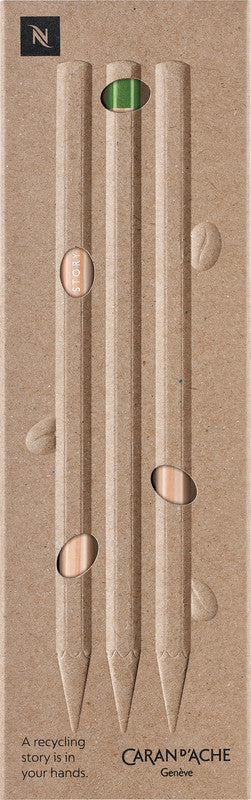 Caran d-Ache Caran d’Ache Nespresso Edition 5 Bleistift, Jumbo, HB, Mine Ø 3 mm, Natur – 3er-Set