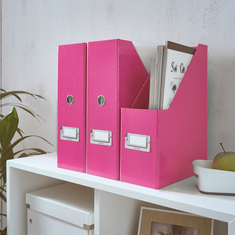 Leitz Stehsammler – Karton, mit Beschriftungsfeld, Pink Metallic, 253×103×330 mm