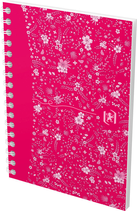Oxford Collegeblock A6, kariert, Spiralbindung, 50 Blatt, perforiert, 90 g/m² – Floral, für SCRIBZEE App