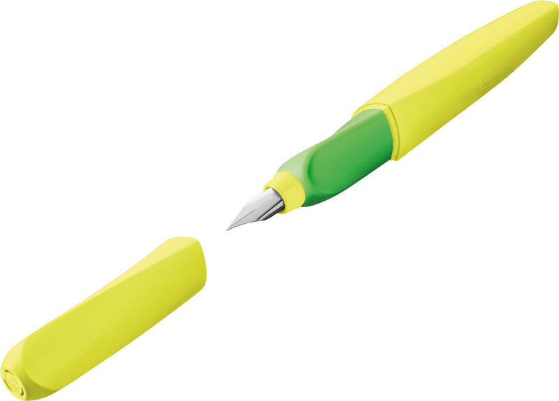 Pelikan Twist – Federspitze M – für Rechts- & Linkshänder – Neongelb, Blau – Patronen