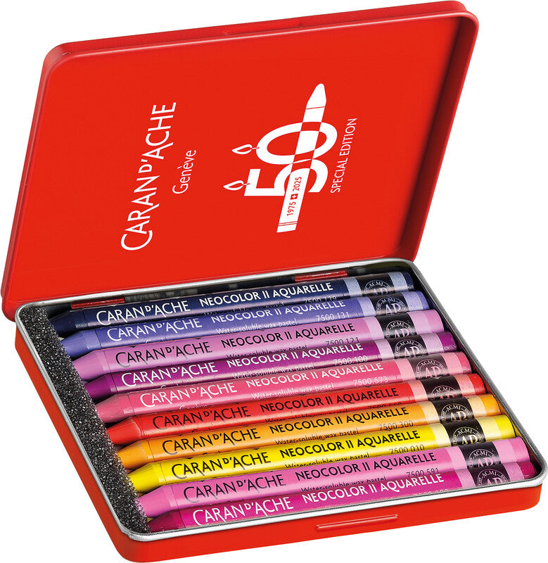 Caran d-Ache Caran d'Ache – Neocolor II – Wachsmalkreiden – Set – 10 Farben, in Metallschachtel