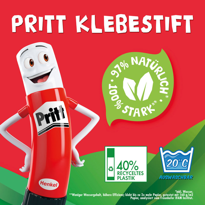 Pritt Klebestift – Stift, permanent, transparent, lösungsmittelfrei, schnelltrocknend, 43 g, zum Basteln