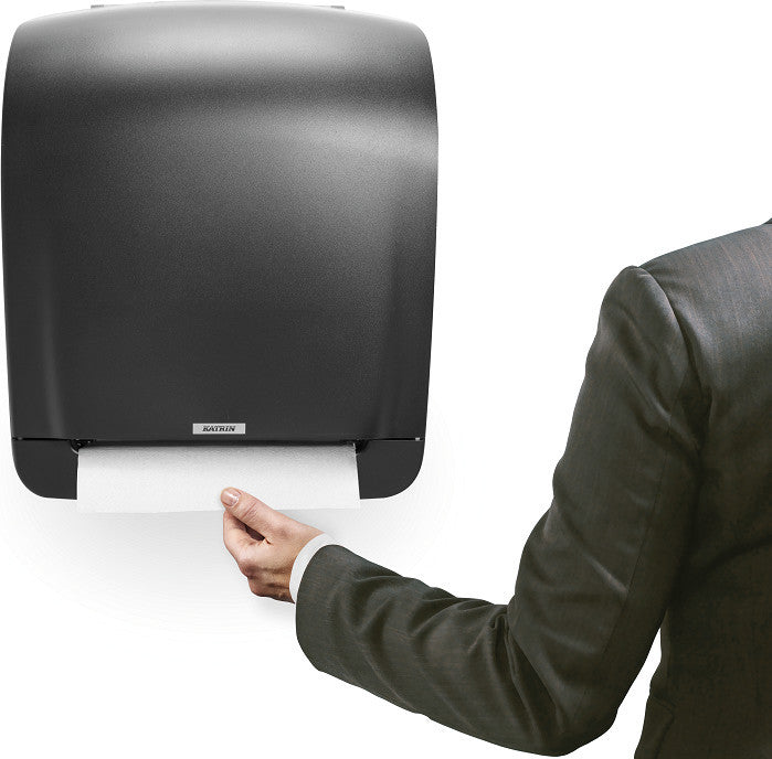 Katrin Handtuchrollenspender Inclusive System schwarz – für Handtuchrollen mit Hülse – 335 × 403 × 216 mm