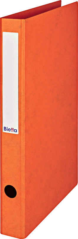 Biella Ordner – A4 hoch – 2-Ring-Bügelmechanik, Ø 25 mm, Rücken 31 mm – orange, mit Niederhalter, mit Griffloch