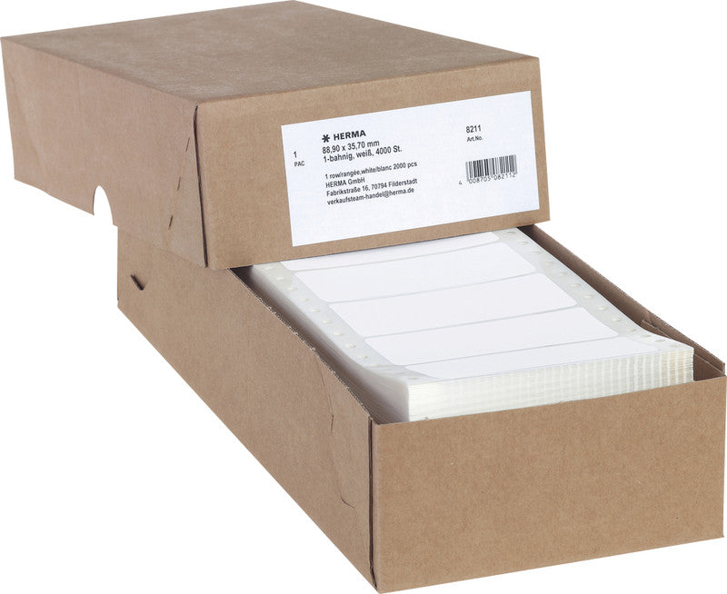 HERMA Etiketten (Rolle) 89 × 36 mm – Papier, matt, weiss – permanent haftend – Punktmatrix – 4'000 Stk.