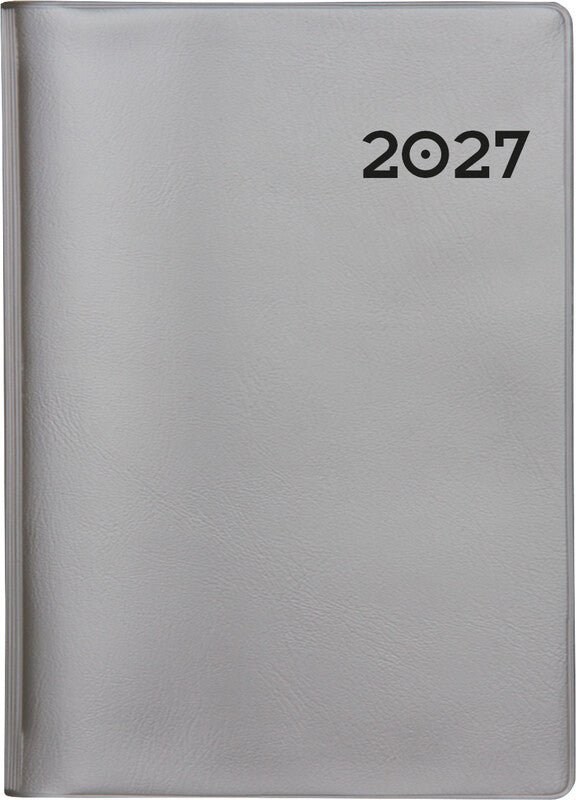 Biella Glasgow Agenda – 1 Monat/2 Seiten, geheftet, 10 × 13,9 cm, 15 Monate Okt–Dez, Silber, PEFC