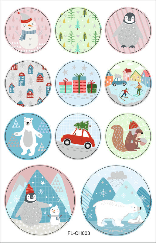 Folia Rund-Sticker, Weihnachten – 90 × 140 mm – mehrfarbig – 44 Stk.