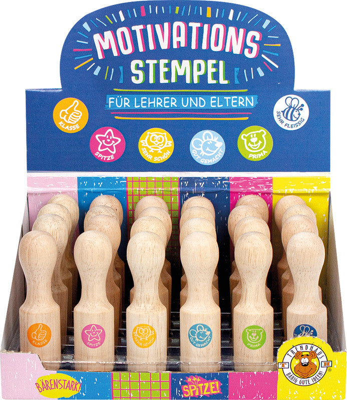 Trendhaus Lehrerstempel-Set – 6er-Set, Holz, Deutsch, ohne Kissen