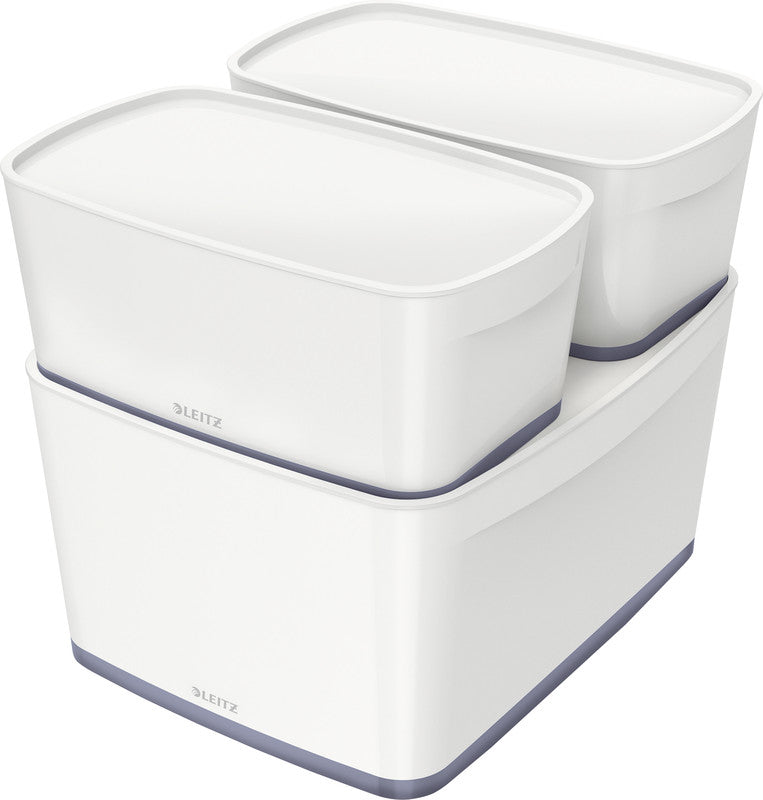 Leitz Aufbewahrungsbox MyBox – ABS-Kunststoff, weiss/grau, 31,8 × 19,8 × 38,5 cm