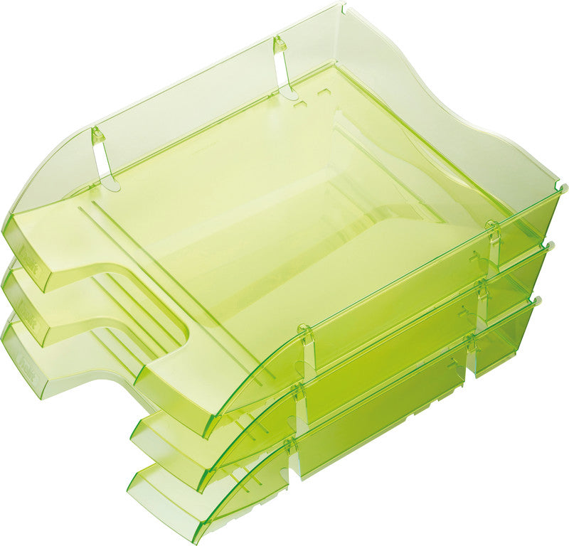 Helit Briefkorb – mit Beschriftungsfeld, glänzend, hellgrün transparent, B 275 × H 66 × T 355 mm