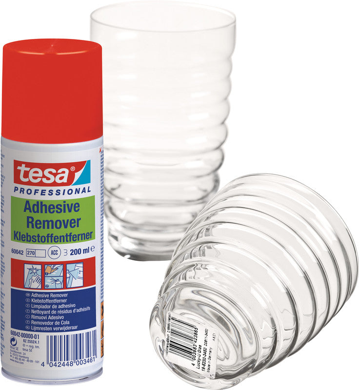TESA Klebstoffentferner – Spray, transparent, 200 ml, für Kunststoff, Glas, Metall