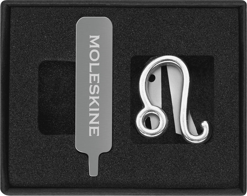 Moleskine Sternzeichen-Pin – Anhänger, Zinklegierung, Silber, Motiv Löwe
