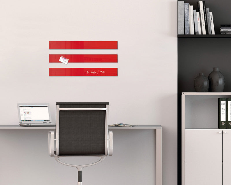Sigel Whiteboard – 6,5 × 55 cm, Glas, magnetisch, Wandmontage, inkl. Montagesatz und Magnete