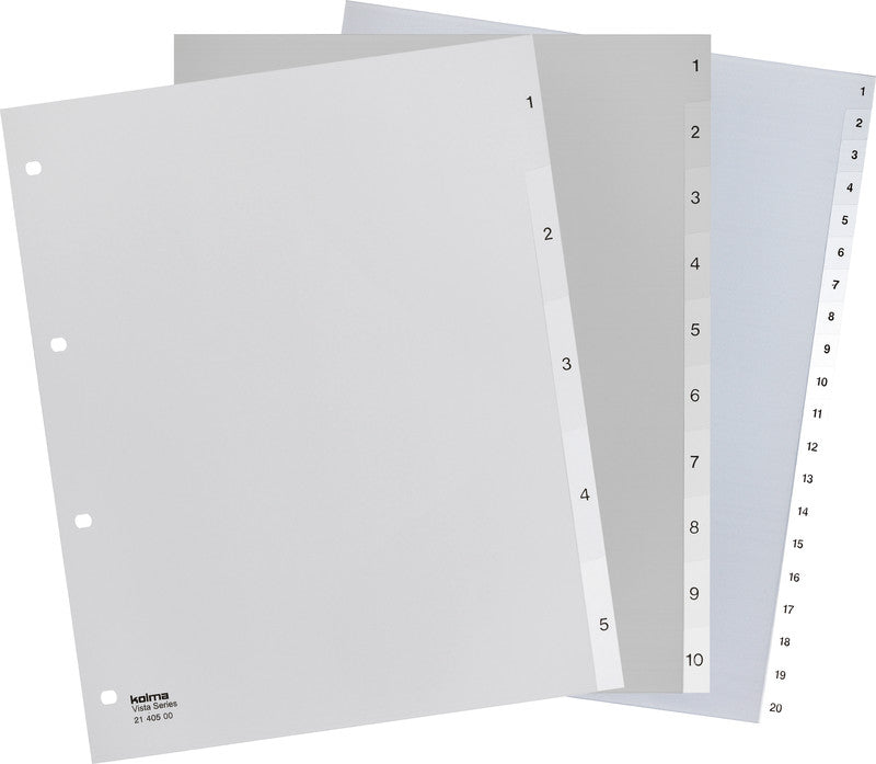Kolma Vista XL Register – Vollformat überbreit, 5-teilig, PP, transparent, vorgedruckt, für A4 hoch überbreit