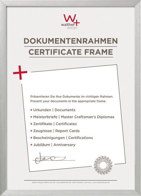 Walther Design Wechselrahmen Stuhl, Kunststoff, Silber, 21 × 29,7 cm, mit Aufsteller – eco:plus