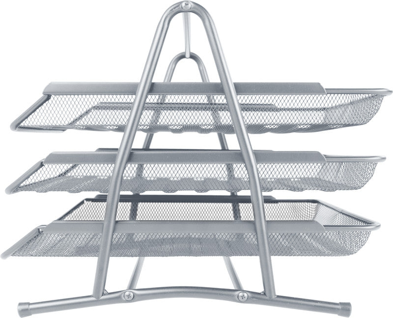 Helit Briefkorb – Metall, für A4, C4, 3 Fächer, glänzend, silber, B 295 × H 270 × T 350 mm