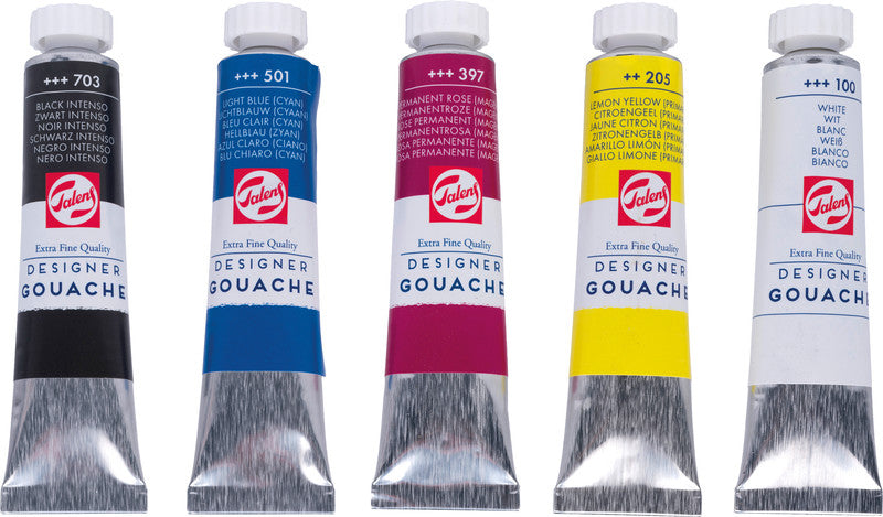 Talens Gouache – Set – 5 Farben, 5 × 20 ml, inkl. Deckweiss