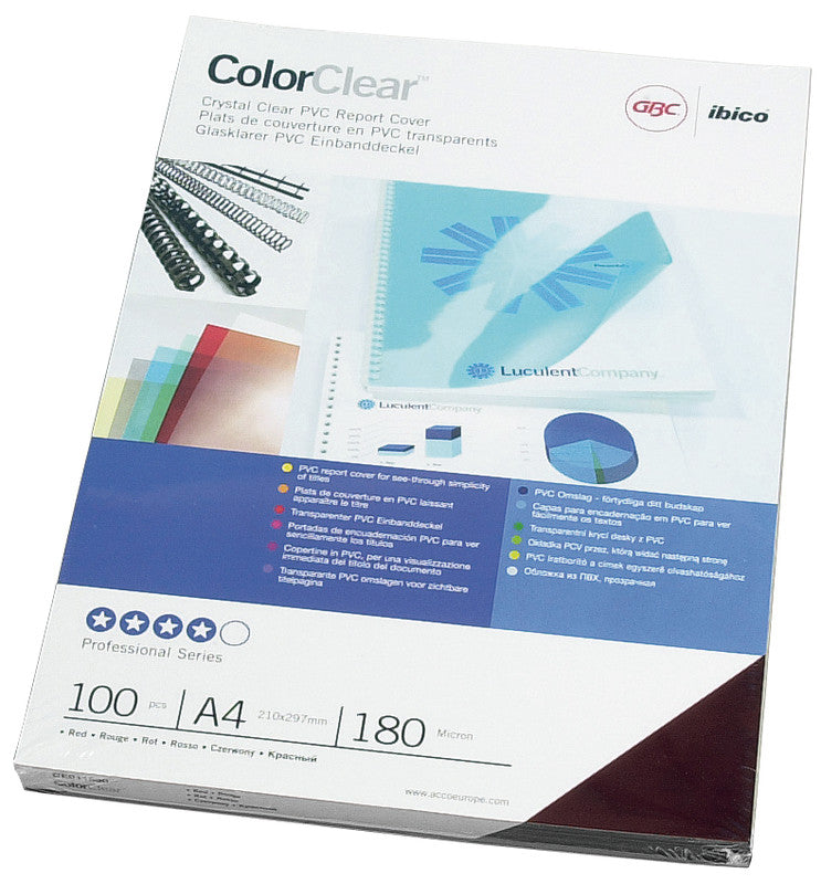 GBC Einbandfolien – für A4 – rot transparent, Kunststoff – 100 Stk.