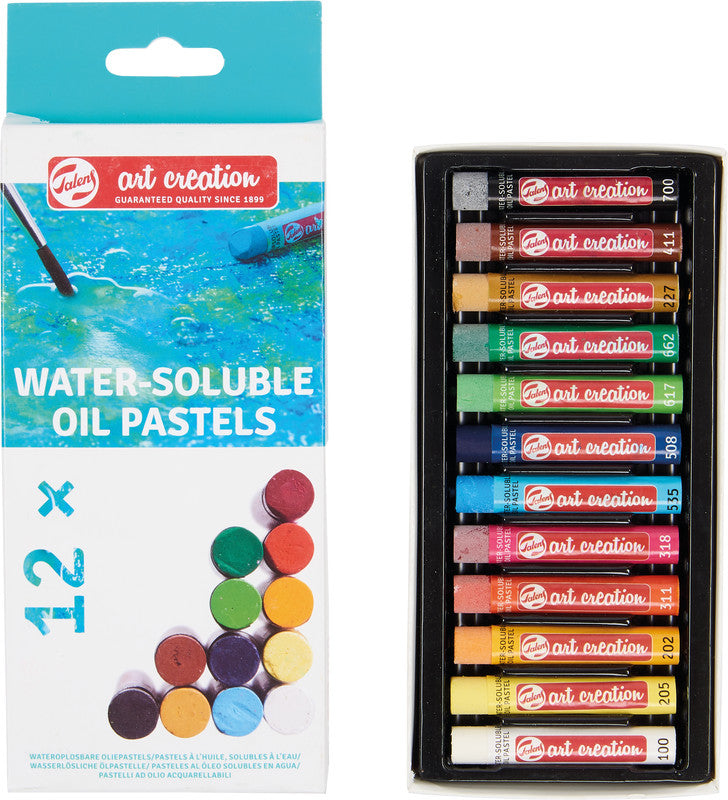 Talens Ölpastelle – farbig sortiert, Schaftmaterial Papier, 12er-Pack, wasservermalbar, geruchsarm