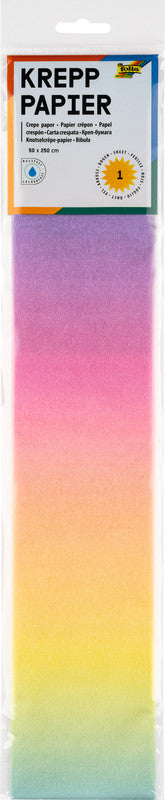 Folia Krepppapier, Regenbogen – 50 cm × 2,5 m – 22 g/m² – mehrfarbig