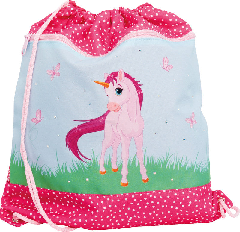 Funki Sportbeutel – 12 l, Motiv Pink Unicorn, wasserabweisend, 36 × 42 cm