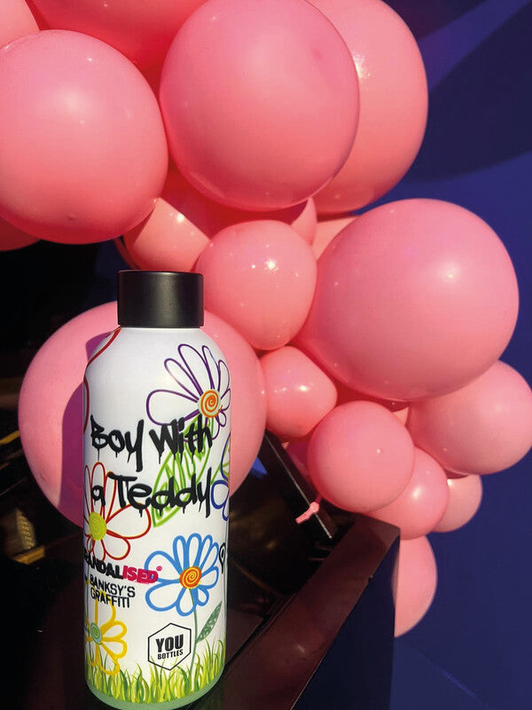 Youbottles Trinkflasche Dual – 5 dl – Edelstahl, isoliert, Schraubverschluss – Banksy Boy mit einem Teddy