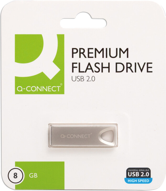 Q-CONNECT USB-Stick – 8 GB, USB 2.0, silber