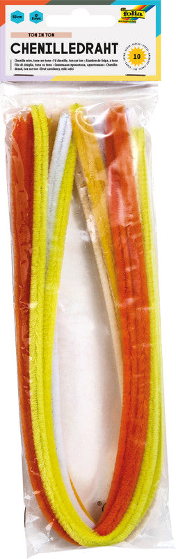 Folia Pfeifenputzer – Gelb – 50 cm, Ø 8 mm, 10 Stück