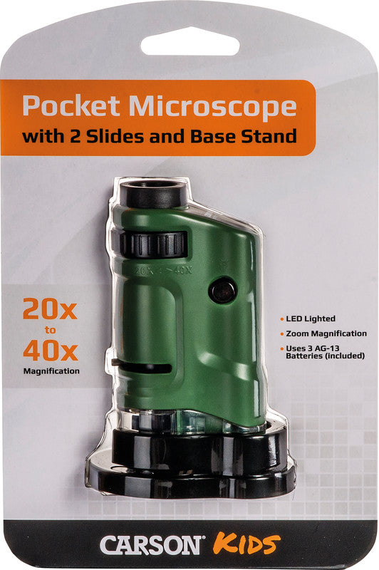 Carson MicroBrite Taschenmikroskop – 20–40×, LED, grün