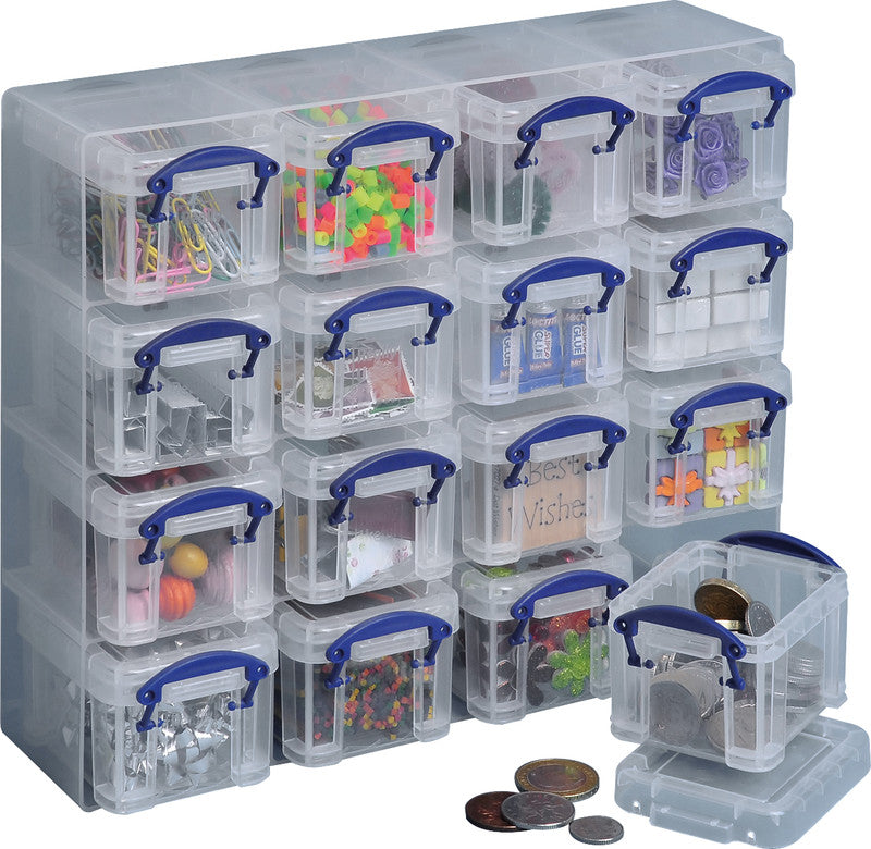 Really Useful Boxes Organizer-Set – Kunststoff, transparent, 28 × 22,4 × 9 cm – 16er-Pack