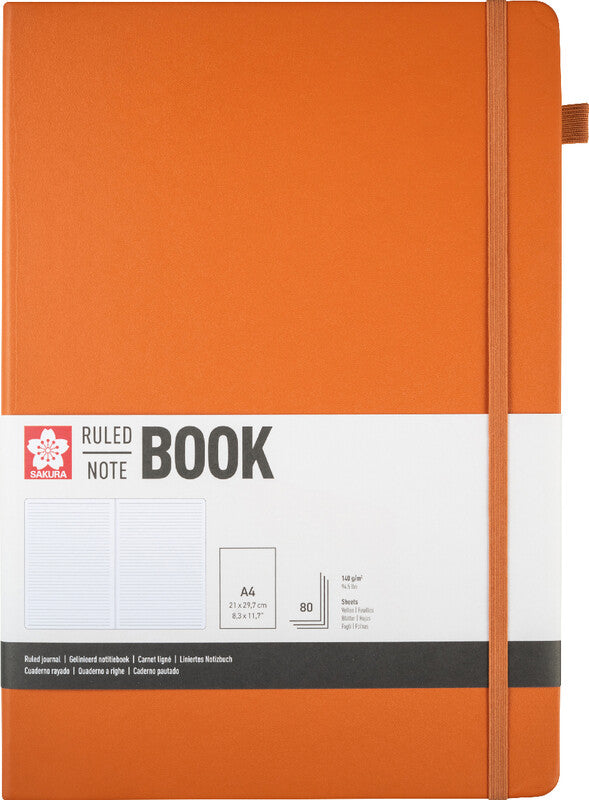 Sakura Notizbuch, A4, liniert, Leimbindung, 160 Seiten, 140 g/m² – Bernstein