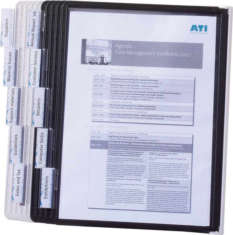 Durable Sichttafelsystem Sherpa Wall – 260 × 385 mm, grau, Kunststoff, für A4, 10er-Pack