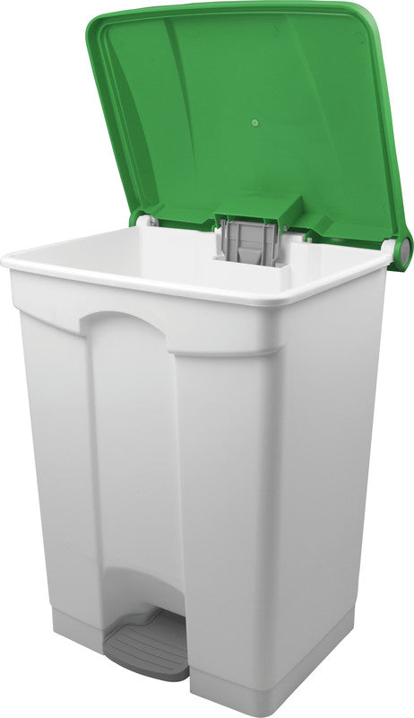 Helit Abfallcontainer – 70 l – mit Deckel – Kunststoff, weiss – B × H × T 500 × 680 × 410 mm