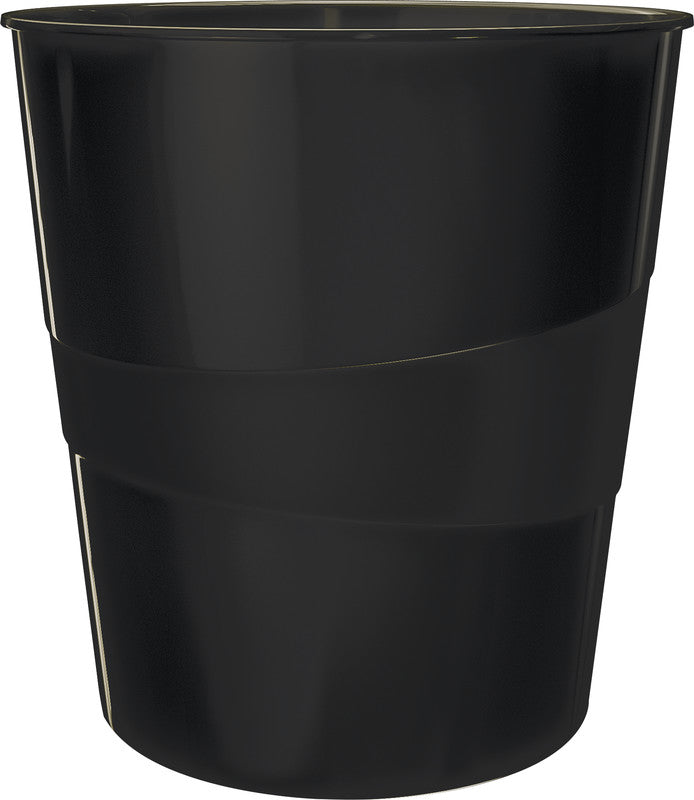 Leitz Papierkorb – 15 l – Kunststoff, Schwarz – Ø 290 × H 324 mm, Blauer Engel