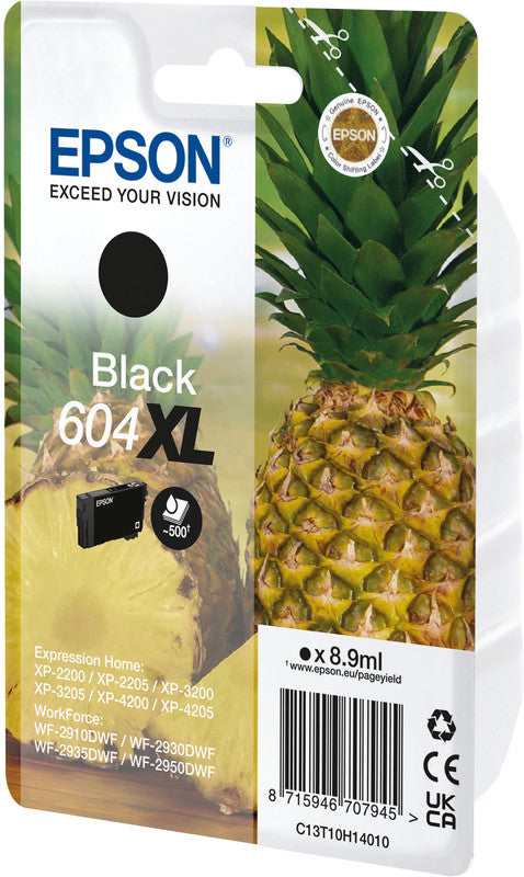 Epson Tintenpatrone 604XL, Schwarz, XL, 8,9 ml – für Inkjetdrucker, Multifunktionsgeräte