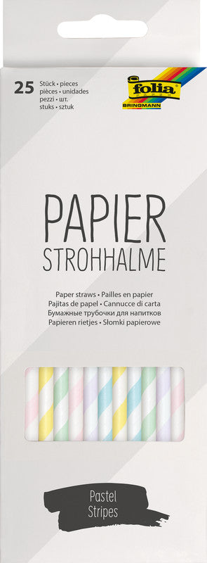 Folia Papierstrohhalme – zum Basteln, L 20 cm, Ø 6 mm, mehrfarbig, 25 Stück