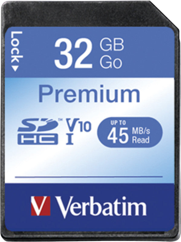 Verbatim SDHC-Speicherkarte – 32 GB, Klasse 10, Lesen bis 45 MB/s, Schreiben bis 10 MB/s