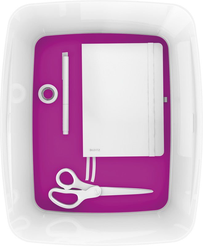 Leitz Aufbewahrungsbox MyBox – Kunststoff, weiss/violett, 31,8 × 19,8 × 38,5 cm