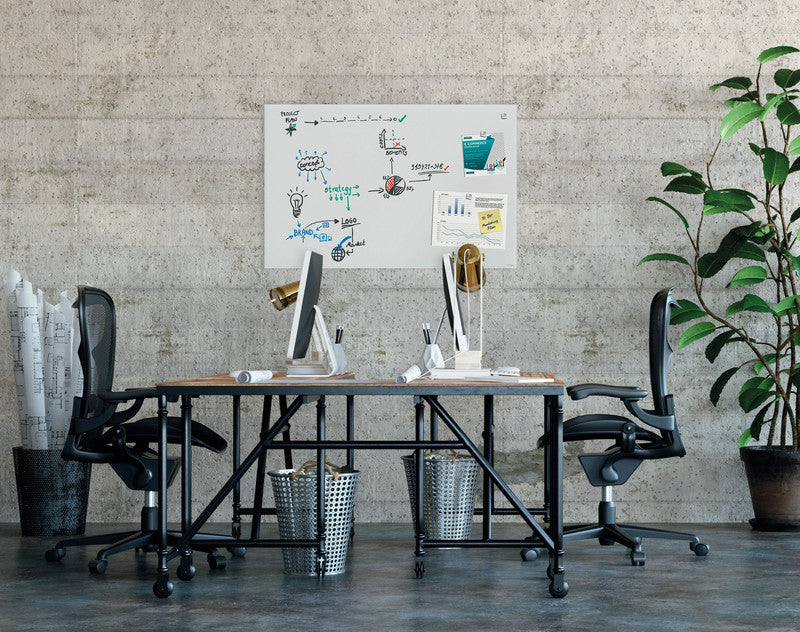 Sigel Whiteboard – 100 × 65 cm, Glas, magnetisch, Wandmontage, inkl. SuperDym-Magnetwürfel, Montagesatz