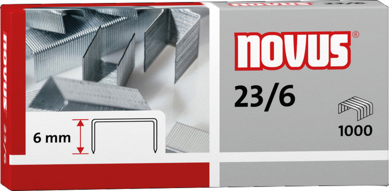 Novus Heftklammern 23/6 – verzinkt, silber – 1000 Stk.