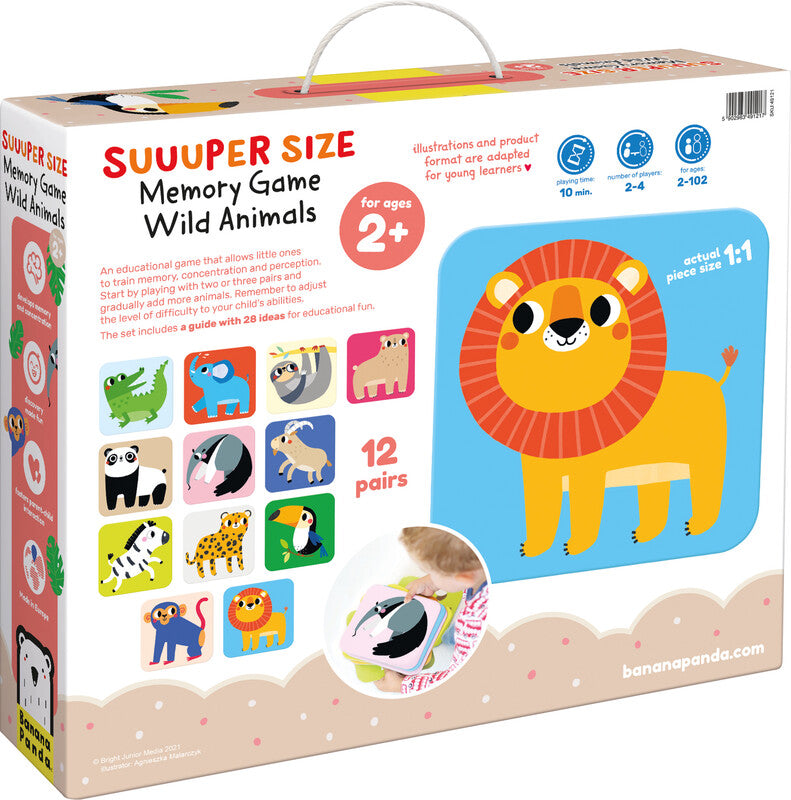 Banana Panda Suuuper Size Memory Spiel Wilde Tiere – Kartenspiel, 2–4 Spieler, ab 2 Jahren, 10 min