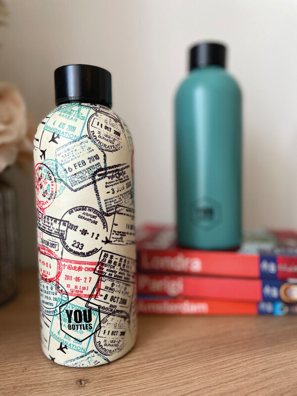 Youbottles Trinkflasche Dual – 5 dl – Edelstahl, isoliert, Schraubverschluss – Street Art World Travel