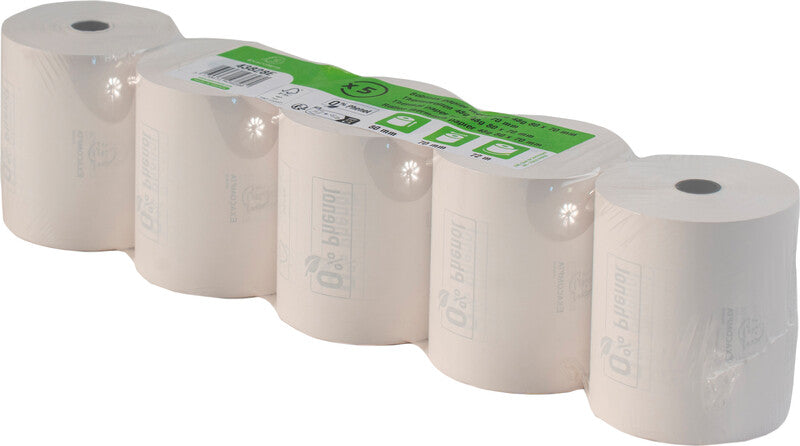 Exacompta Thermorolle 80 × 70 × 12 mm, 72 m, 52 g/m², phenolfrei, weiss