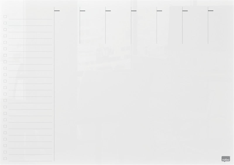 Nobo Wochenplaner, Acryl, trocken abwischbar, rahmenlos, Wandmontage – 29,7 × 21 cm, transparent