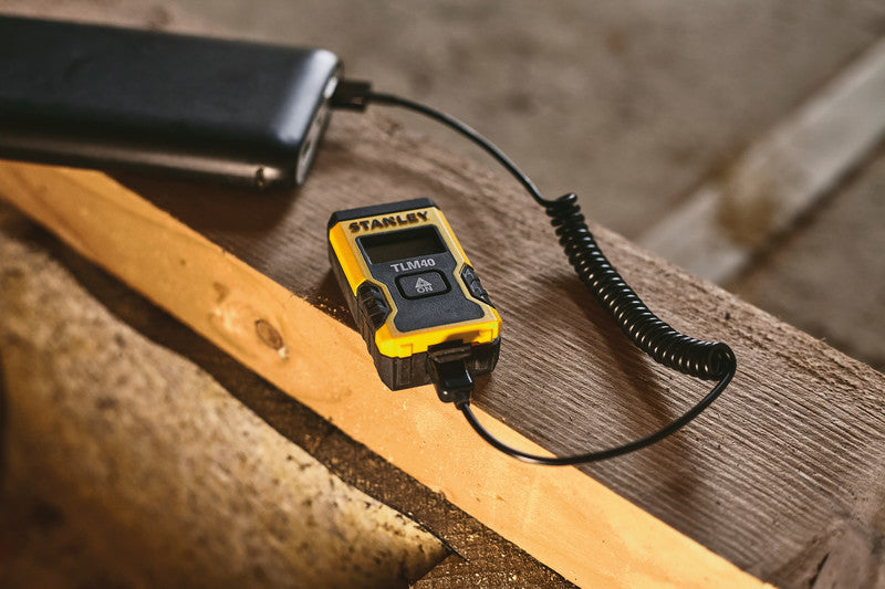 Stanley Laserentfernungsmesser TLM40, Kunststoff, Gelb/Schwarz, inkl. USB-Kabel