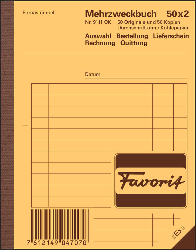 Favorit Formularblock – Deutsch, 50 Blatt, A6
