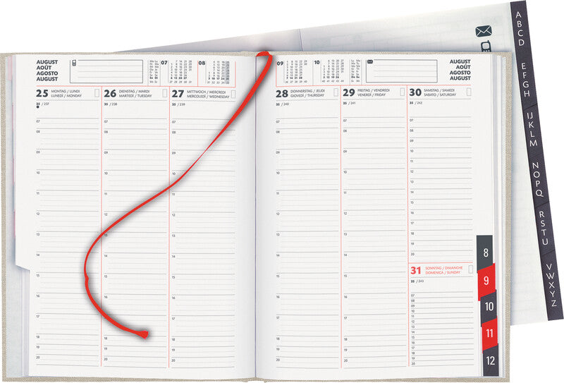 Biella Orario Agenda – 1 Woche/2 Seiten, gebunden, 17,5 × 23,5 cm, 2026, beige, FSC
