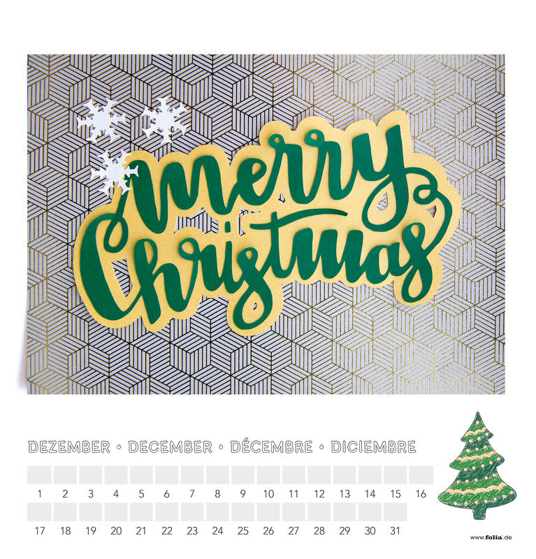 Folia Bastel-Dauerkalender immerwährend – 23 × 24 cm – mit Tagesfeldern, mit Aufhänger